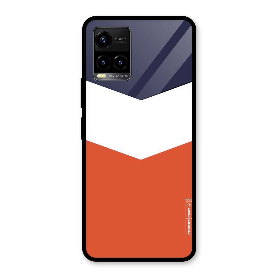 Navy Blue White Orange Arrow Glass Back Case for Vivo Y21T