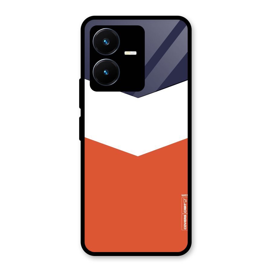 Navy Blue White Orange Arrow Glass Back Case for Vivo Y22