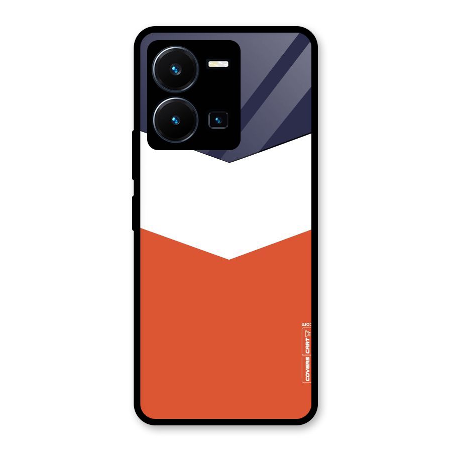 Navy Blue White Orange Arrow Glass Back Case for Vivo Y35
