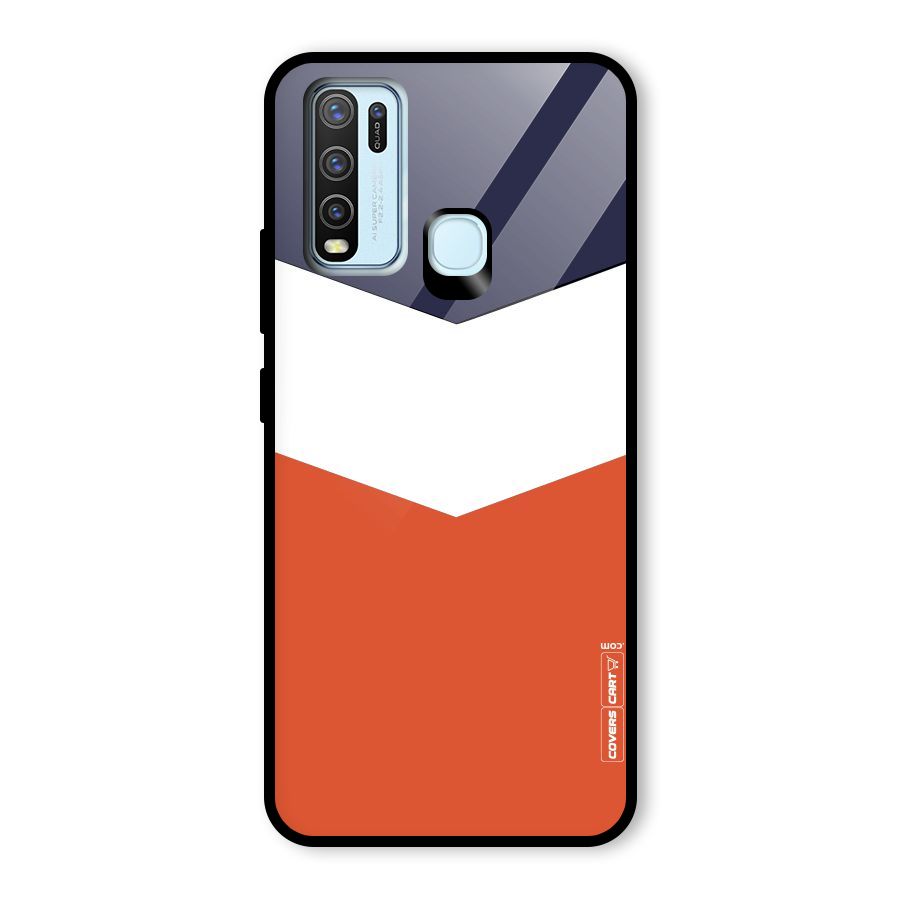 Navy Blue White Orange Arrow Glass Back Case for Vivo Y50