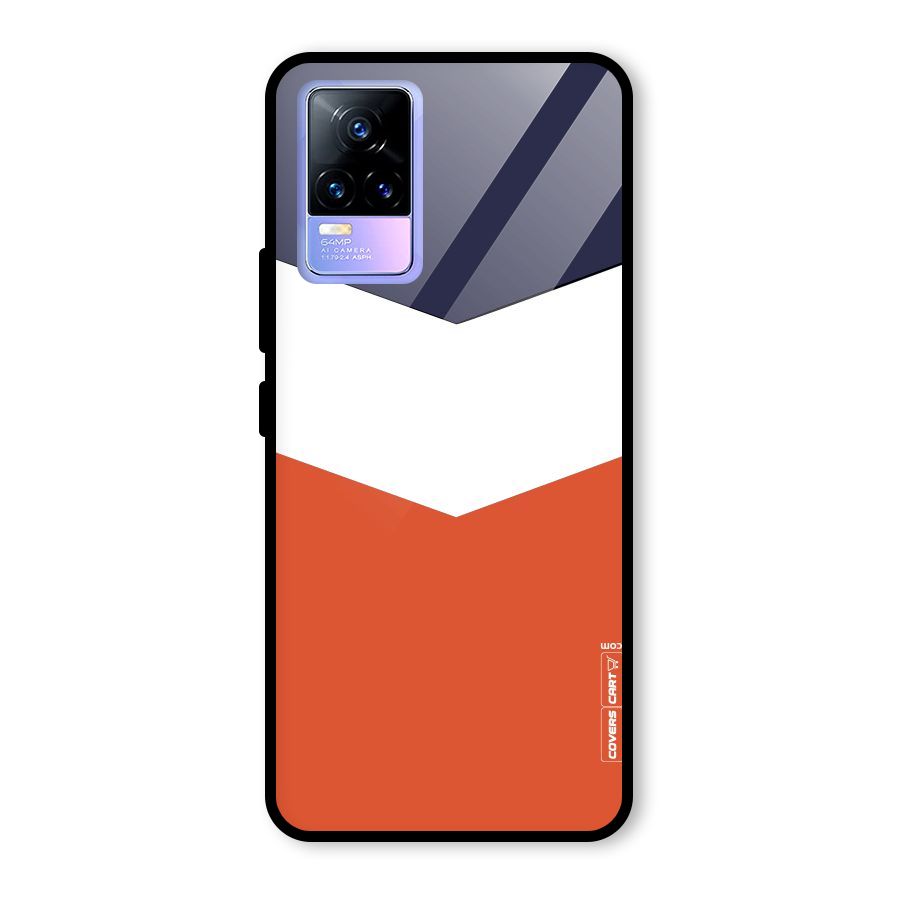 Navy Blue White Orange Arrow Glass Back Case for Vivo Y73