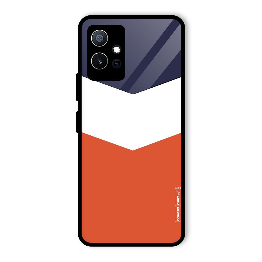 Navy Blue White Orange Arrow Glass Back Case for Vivo Y75 5G