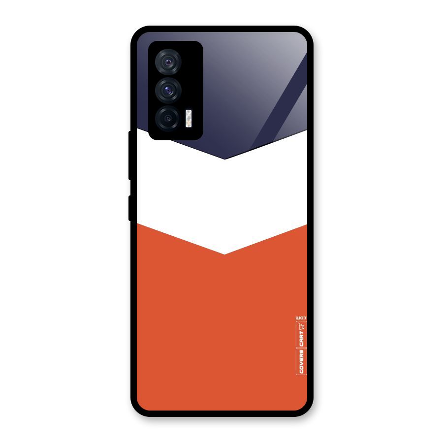 Navy Blue White Orange Arrow Glass Back Case for Vivo iQOO 7 5G