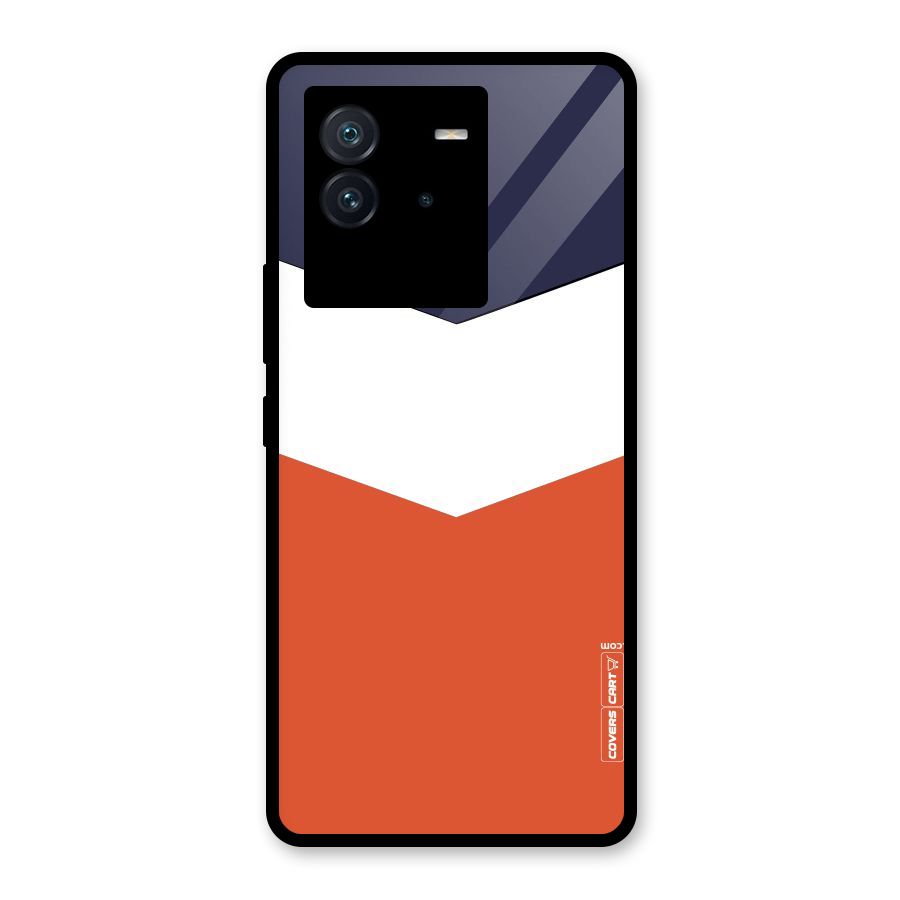 Navy Blue White Orange Arrow Glass Back Case for Vivo iQOO Neo 6 5G