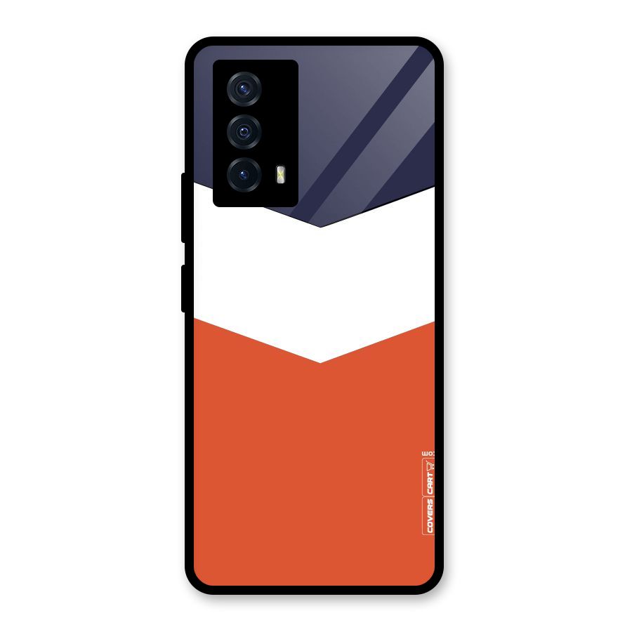 Navy Blue White Orange Arrow Glass Back Case for Vivo iQOO Z5
