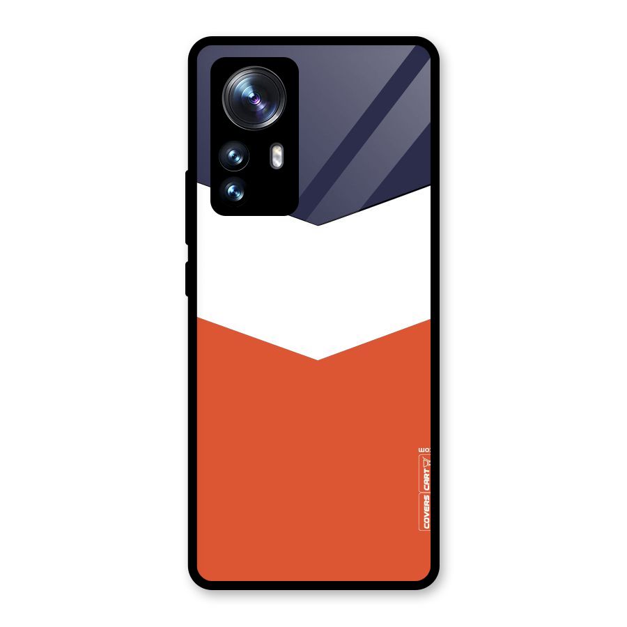 Navy Blue White Orange Arrow Glass Back Case for Xiaomi 12 Pro