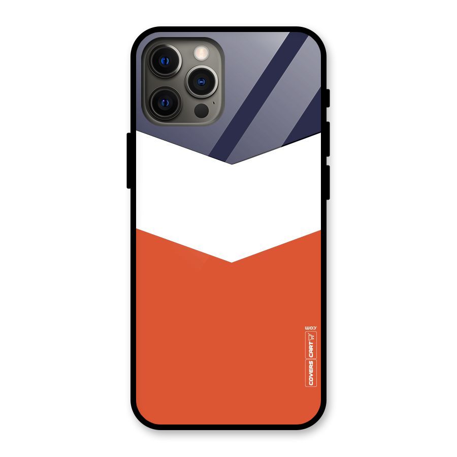 Navy Blue White Orange Arrow Glass Back Case for iPhone 12 Pro Max