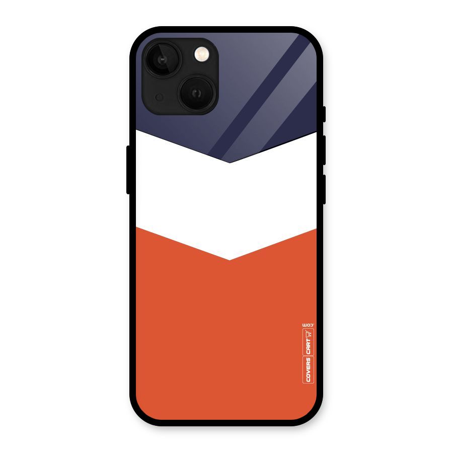 Navy Blue White Orange Arrow Glass Back Case for iPhone 13