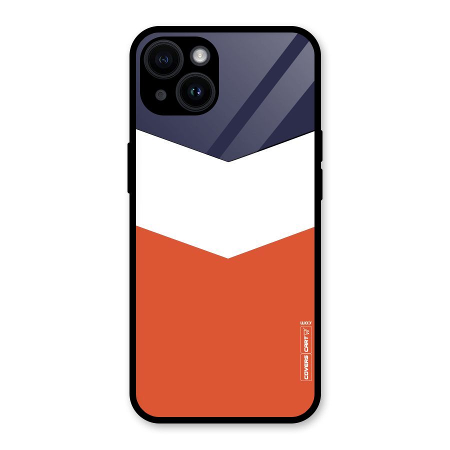 Navy Blue White Orange Arrow Glass Back Case for iPhone 14