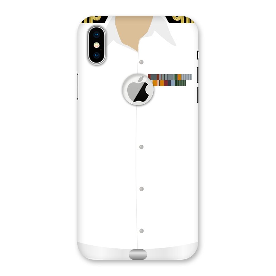 Navy Uniform Back Case for iPhone XS Logo Cut