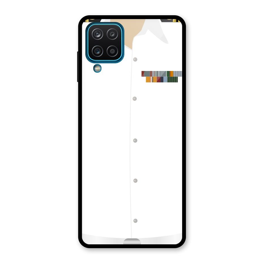 Navy Uniform Glass Back Case for Galaxy A12