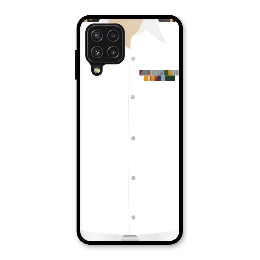 Navy Uniform Glass Back Case for Galaxy A22 4G