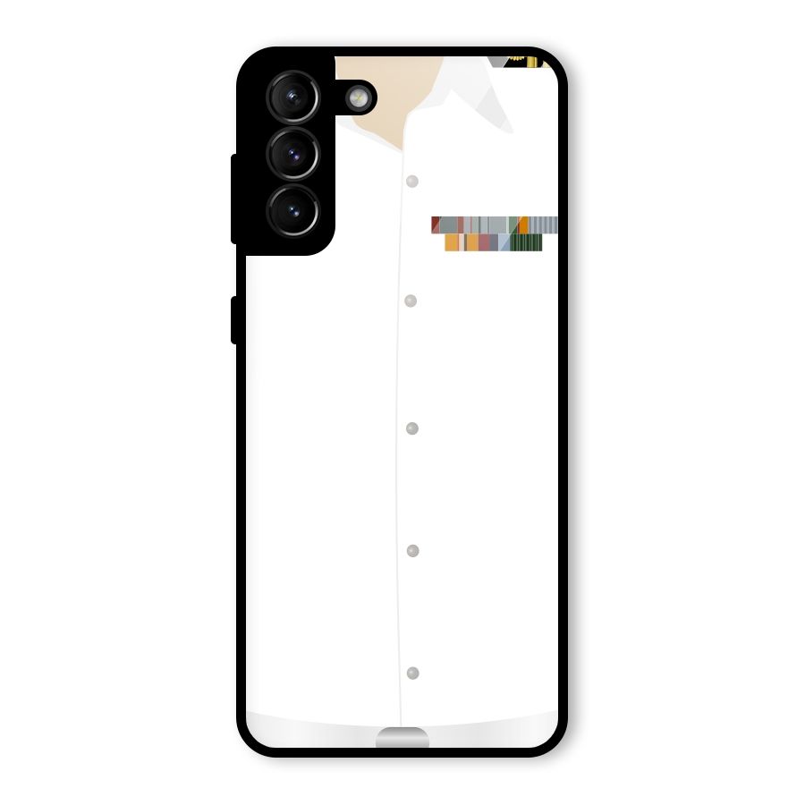 Navy Uniform Glass Back Case for Galaxy S21 Plus