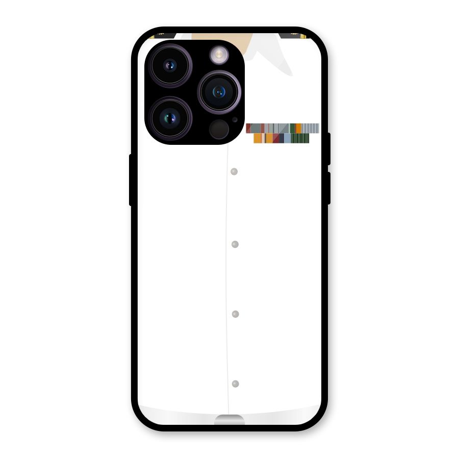 Navy Uniform Glass Back Case for iPhone 14 Pro