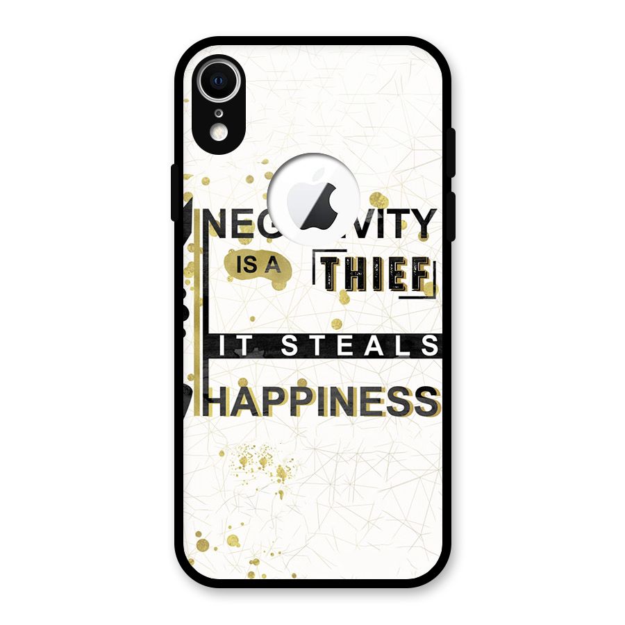 Negativity Thief Glass Back Case for iPhone XR Logo Cut