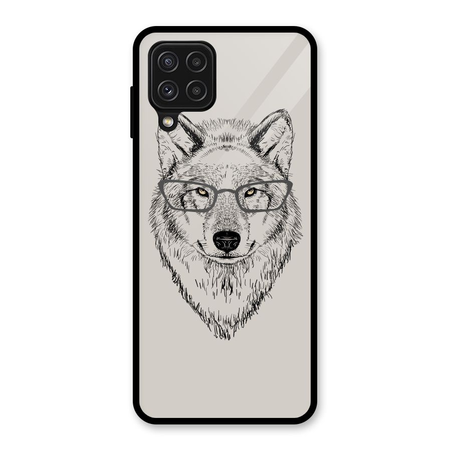 Nerdy Wolf Glass Back Case for Galaxy A22 4G