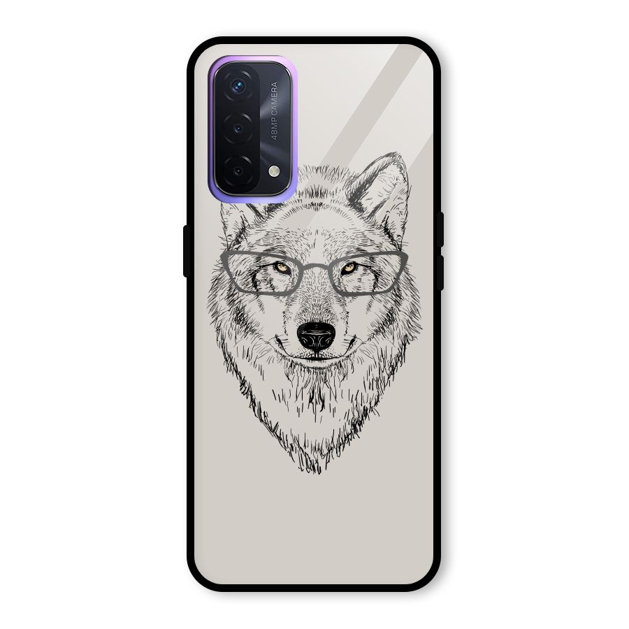 Nerdy Wolf Glass Back Case for Oppo A74 5G