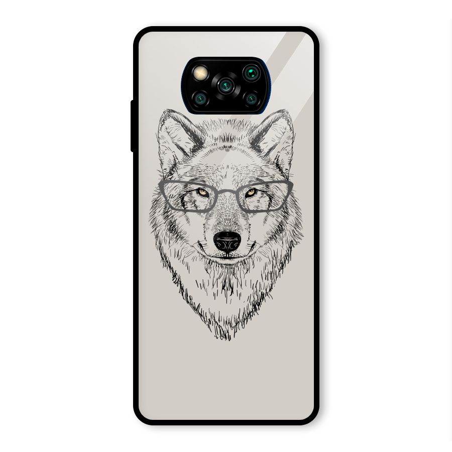 Nerdy Wolf Glass Back Case for Poco X3 Pro