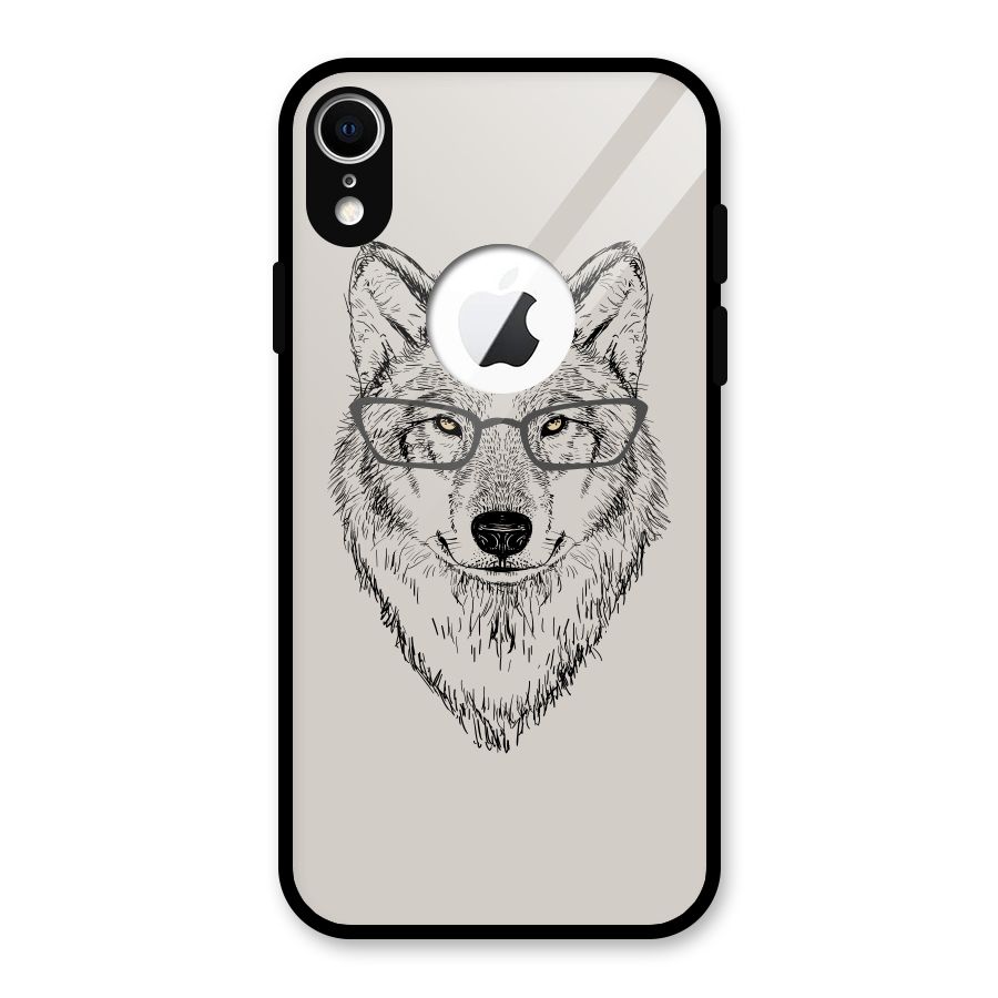 Nerdy Wolf Glass Back Case for iPhone XR Logo Cut