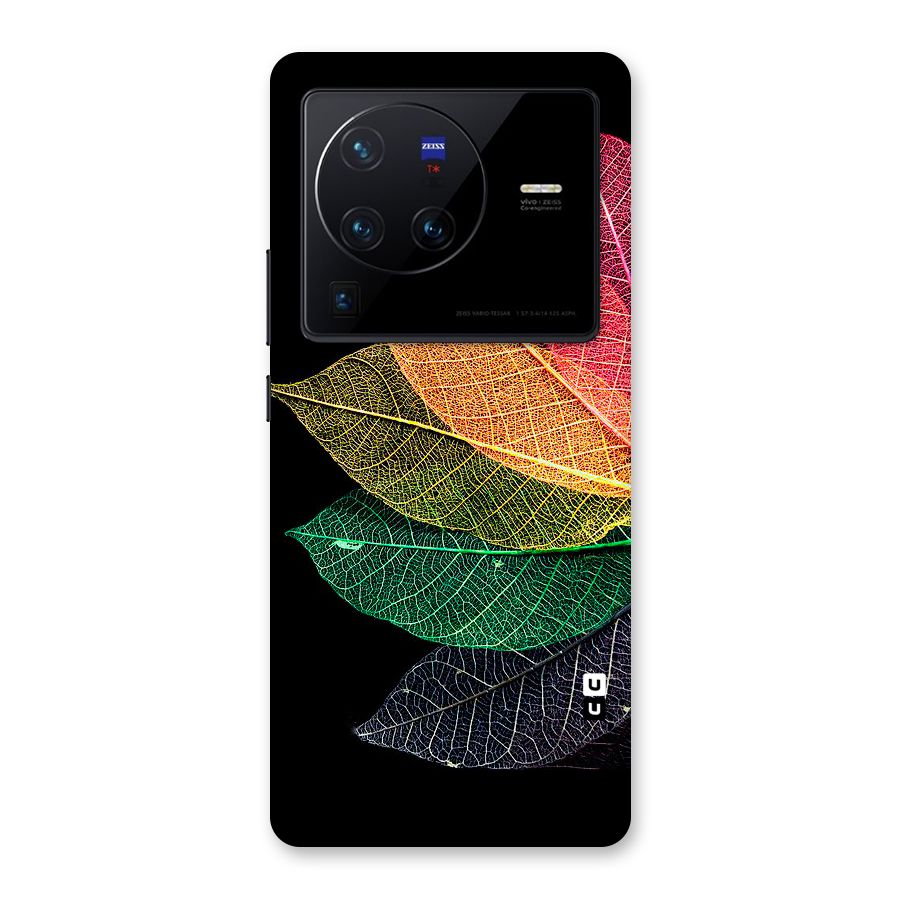 Net Leaf Color Design Back Case for Vivo X80 Pro