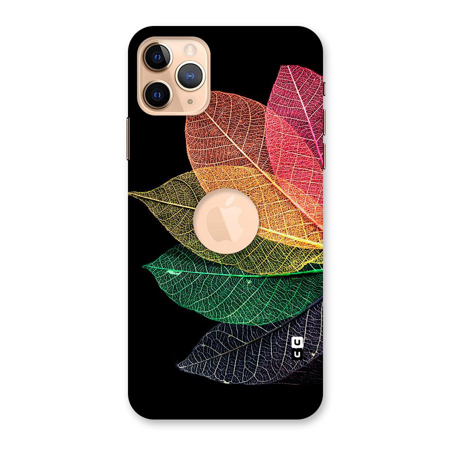 Net Leaf Color Design Back Case for iPhone 11 Pro Max Logo Cut