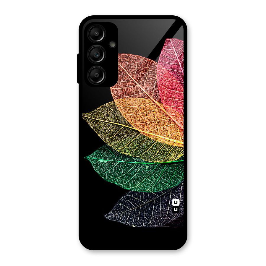 Net Leaf Color Design Glass Back Case for Galaxy A14 5G