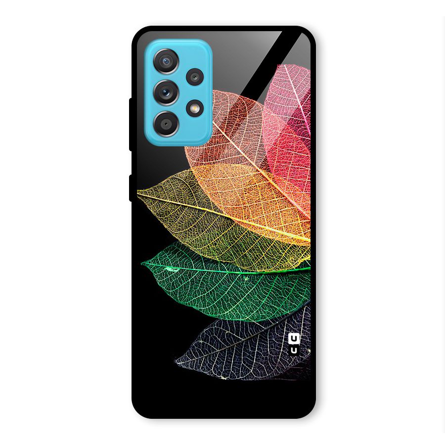 Net Leaf Color Design Glass Back Case for Galaxy A52