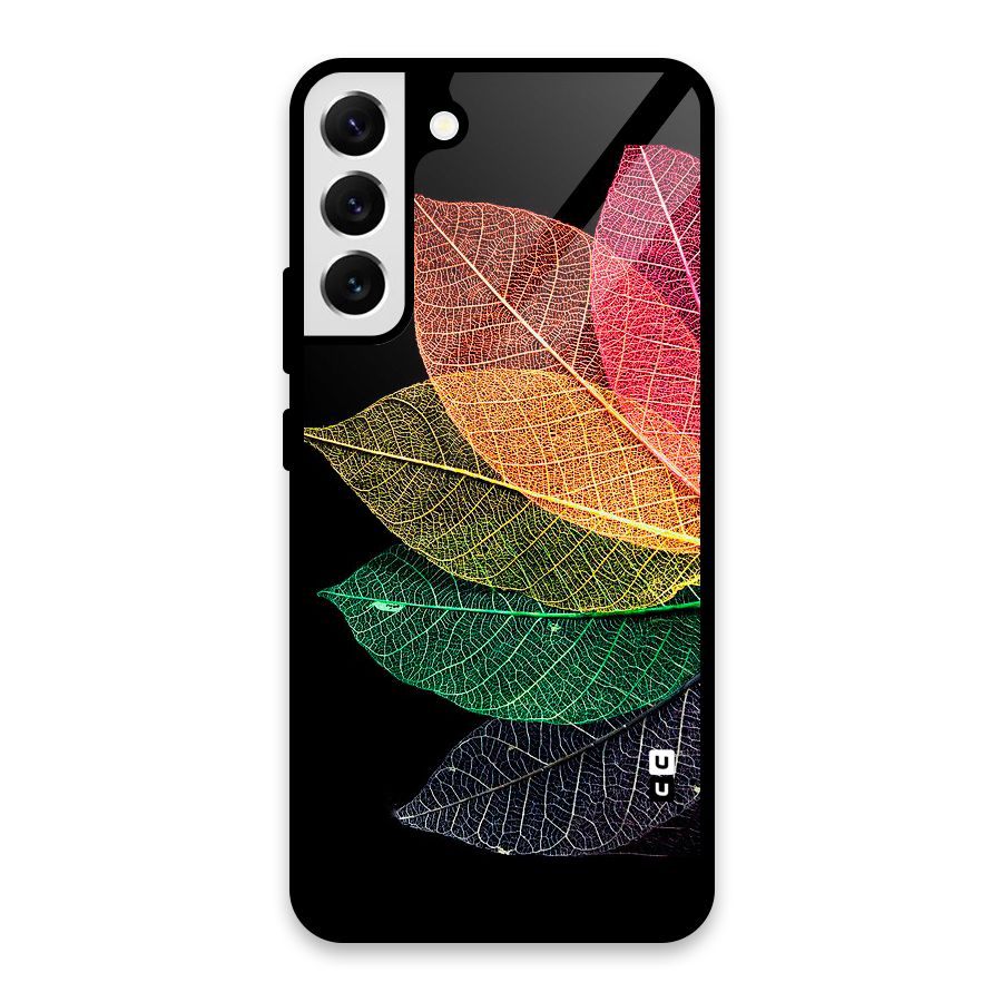 Net Leaf Color Design Glass Back Case for Galaxy S22 Plus 5G