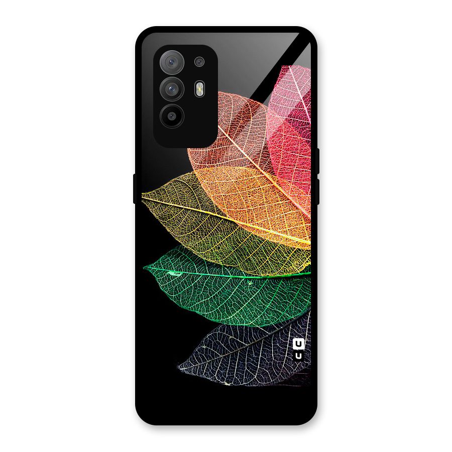 Net Leaf Color Design Glass Back Case for Oppo F19 Pro Plus 5G