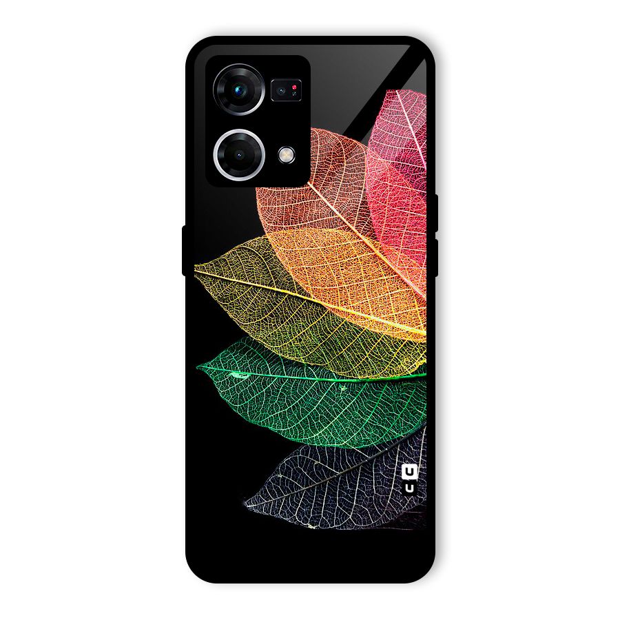 Net Leaf Color Design Glass Back Case for Oppo F21s Pro 4G