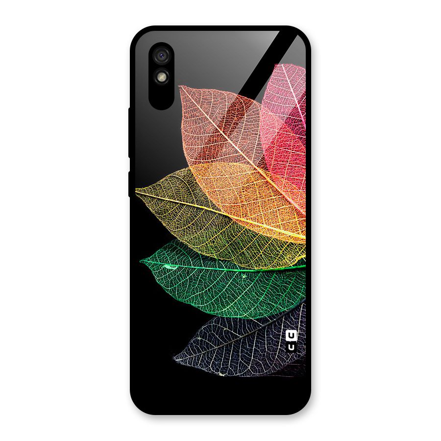 Net Leaf Color Design Glass Back Case for Redmi 9i