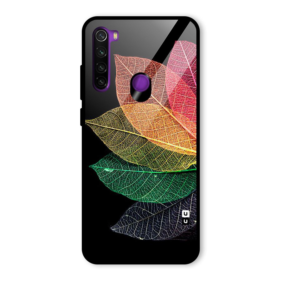 Net Leaf Color Design Glass Back Case for Redmi Note 8