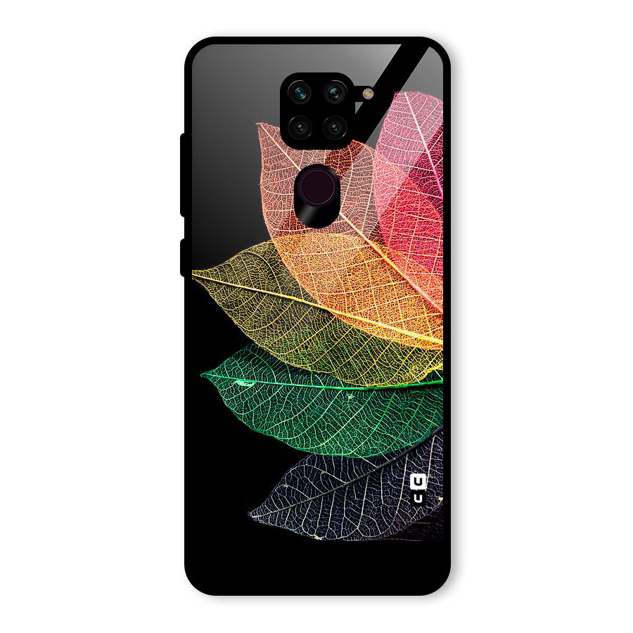 Net Leaf Color Design Glass Back Case for Redmi Note 9
