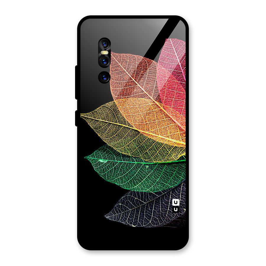 Net Leaf Color Design Glass Back Case for Vivo V15 Pro