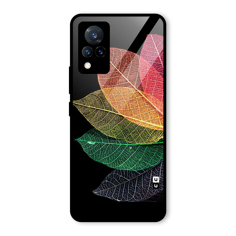 Net Leaf Color Design Glass Back Case for Vivo V21 5G
