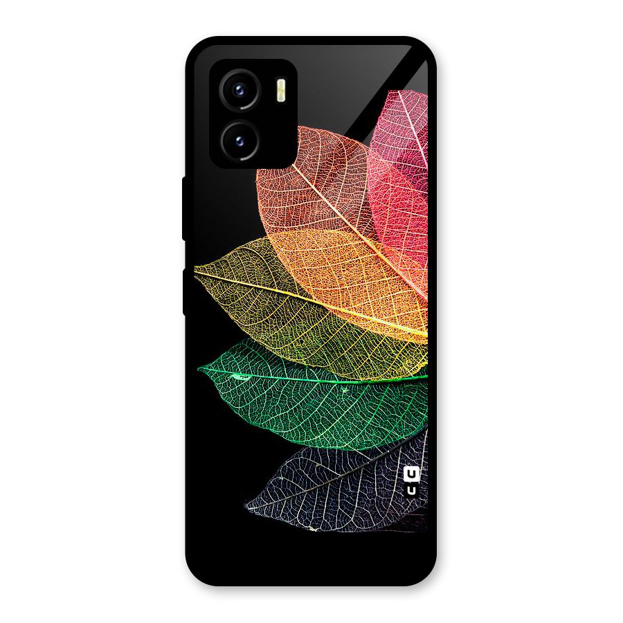 Net Leaf Color Design Glass Back Case for Vivo Y15s