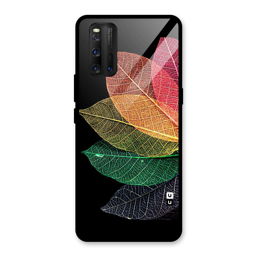 Net Leaf Color Design Glass Back Case for Vivo iQOO 3