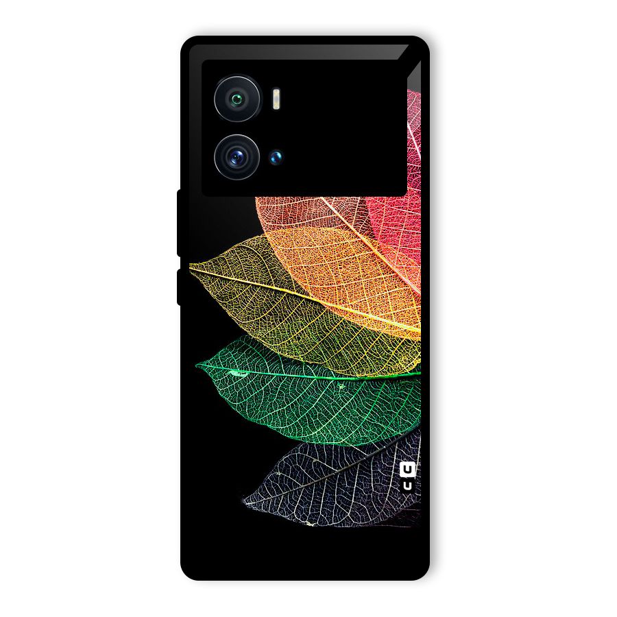 Net Leaf Color Design Glass Back Case for Vivo iQOO 9 Pro