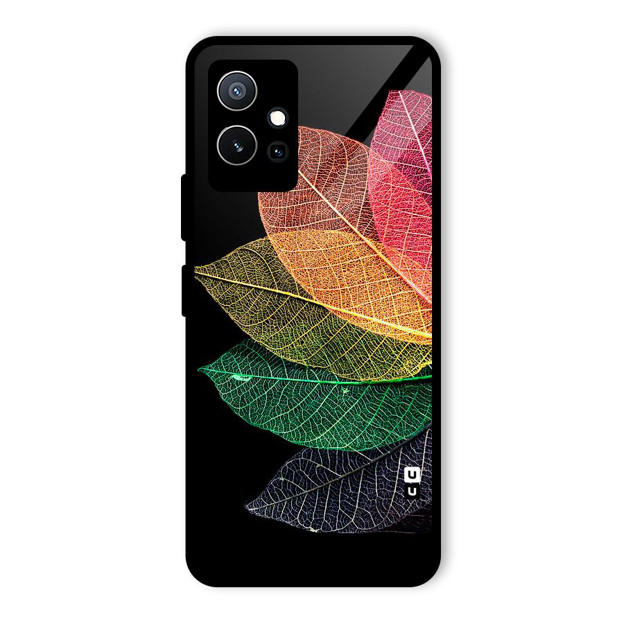 Net Leaf Color Design Glass Back Case for Vivo iQOO Z6