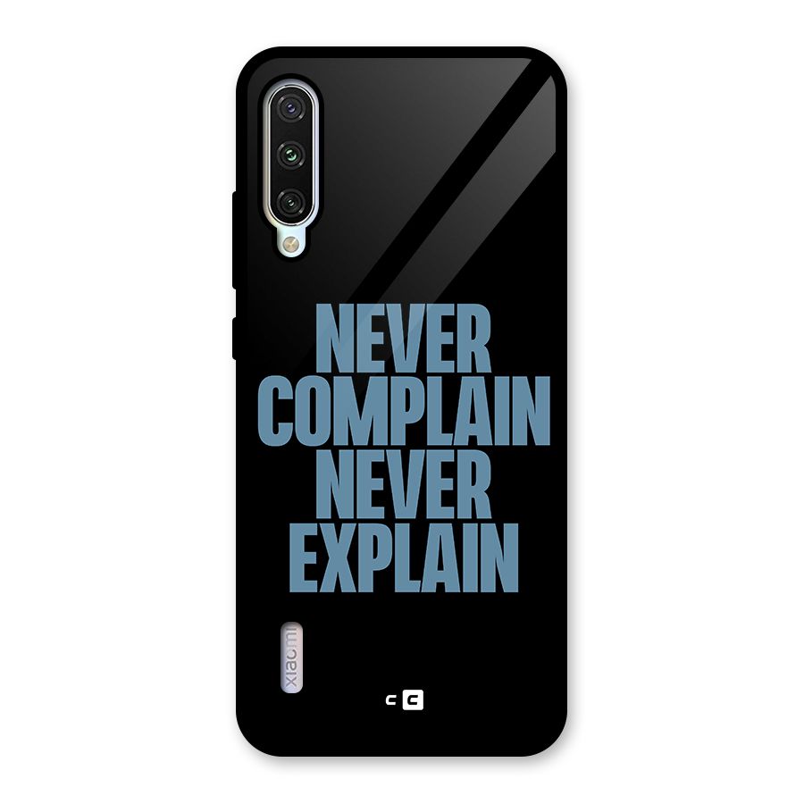 Never Complain Never Explain Glass Back Case for Mi A3