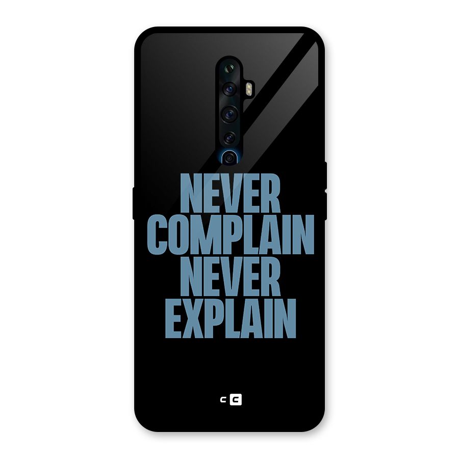 Never Complain Never Explain Glass Back Case for Oppo Reno2 F