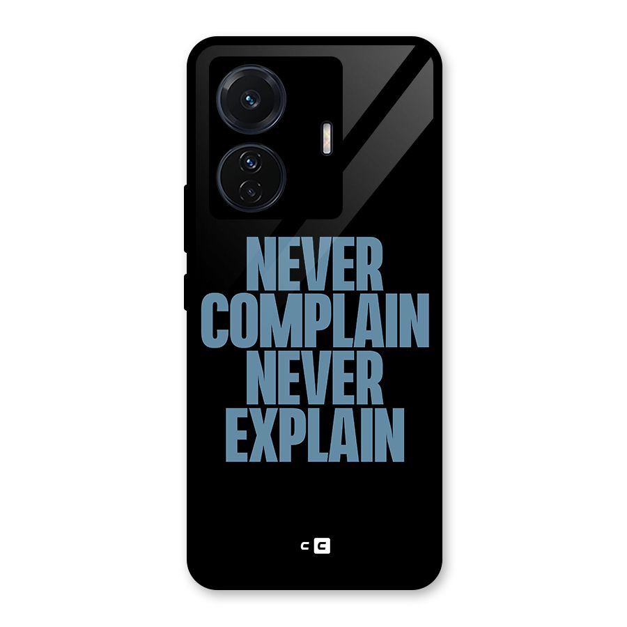 Never Complain Never Explain Glass Back Case for Vivo T1 Pro