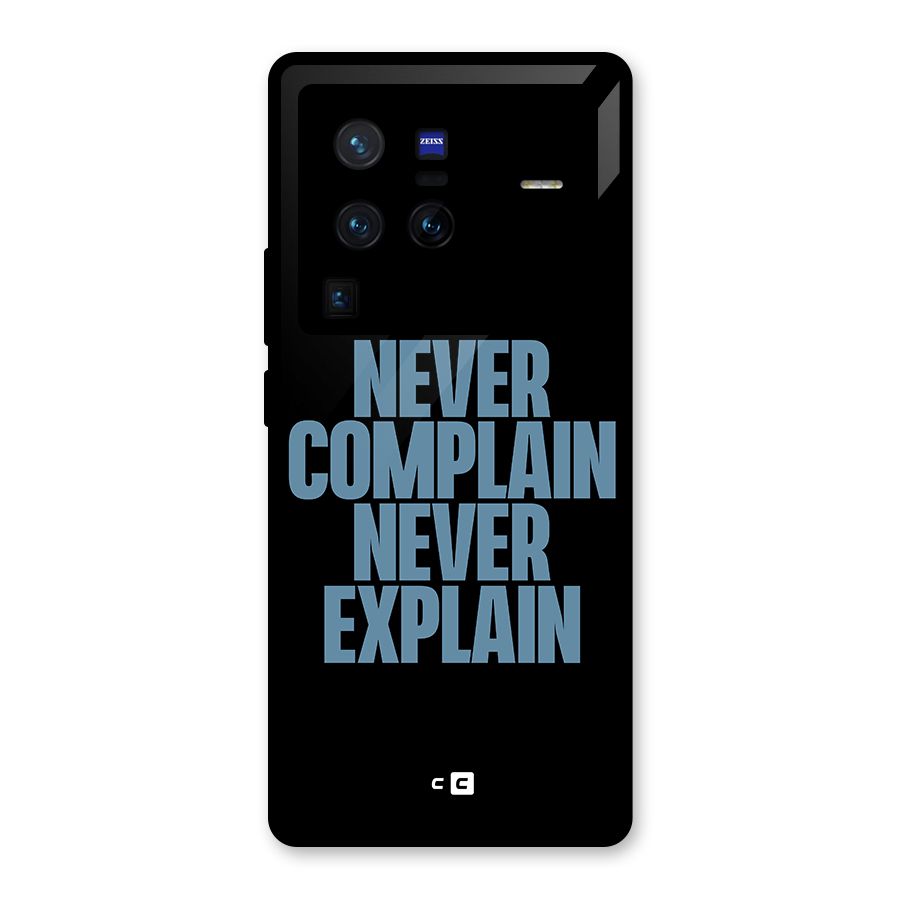 Never Complain Never Explain Glass Back Case for Vivo X80 Pro