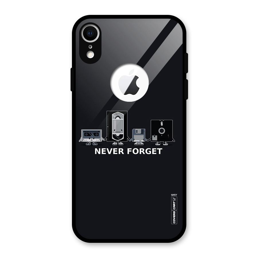 Never Forget Glass Back Case for iPhone XR Logo Cut