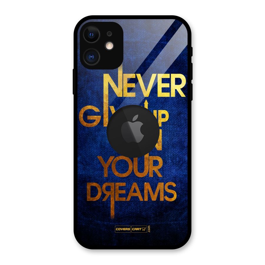 Never Give Up Glass Back Case for iPhone 11 Logo Cut
