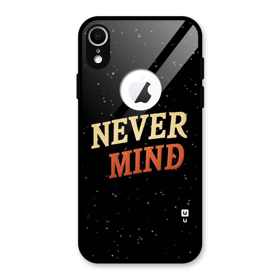 Never Mind Design Glass Back Case for iPhone XR Logo Cut