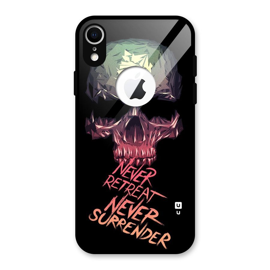 Never Retreat Glass Back Case for iPhone XR Logo Cut