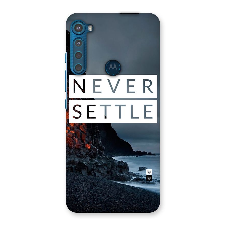 Never Settle Dark Beach Back Case for Motorola One Fusion Plus