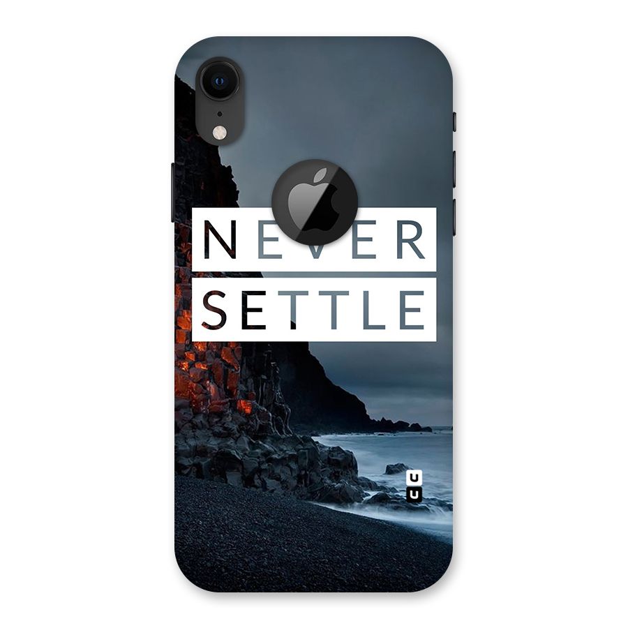 Never Settle Dark Beach Back Case for iPhone XR Logo Cut