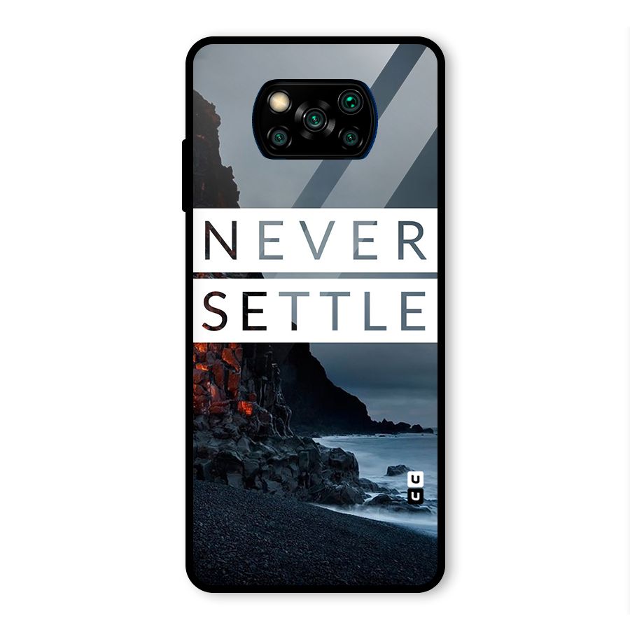 Never Settle Dark Beach Glass Back Case for Poco X3 Pro